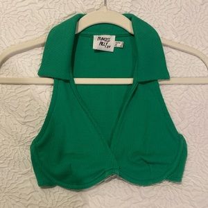 cropped collared tank top